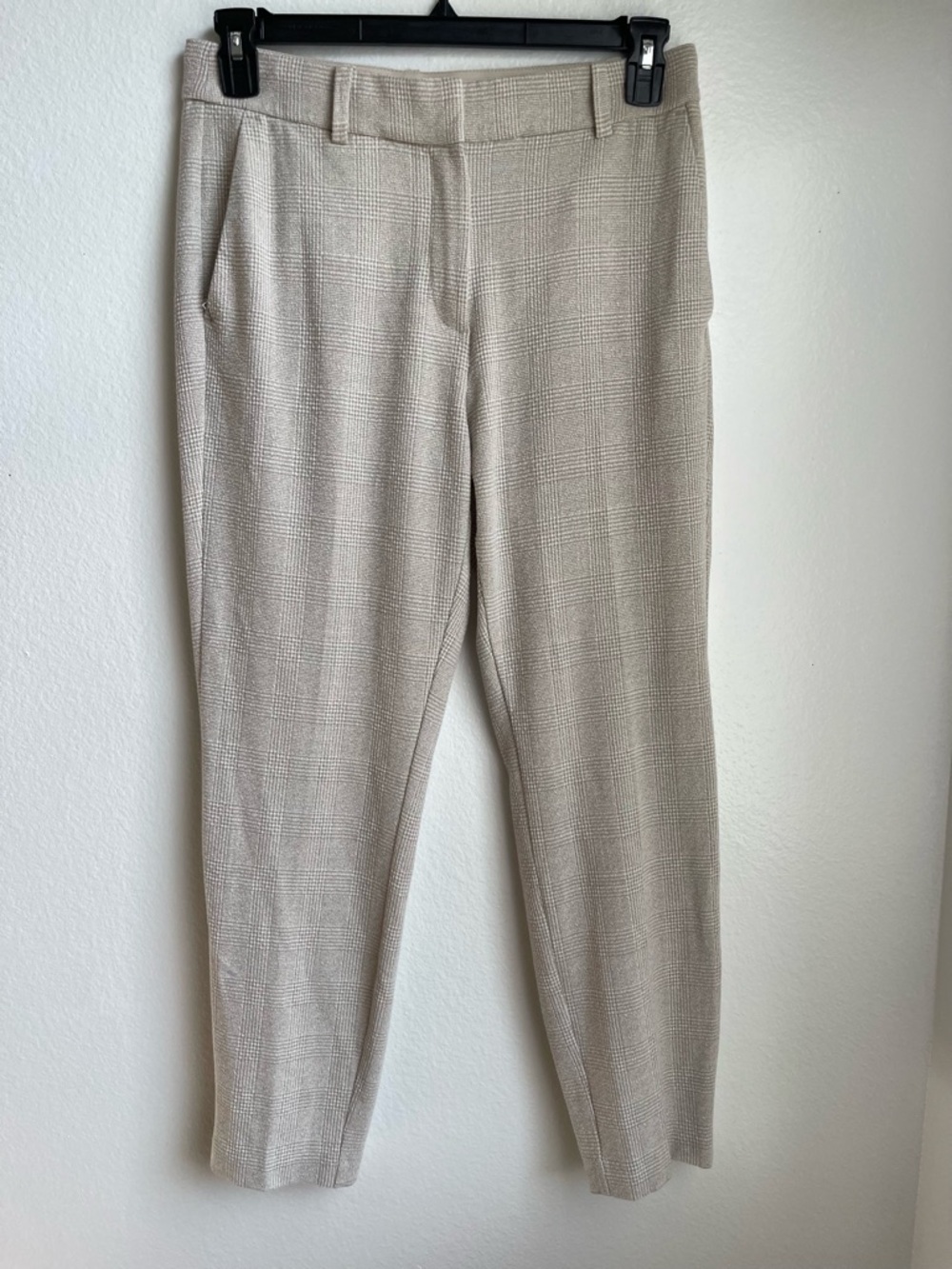 H&M Classic Beige Plaid Slim Ankle Dress Pants Size 12
